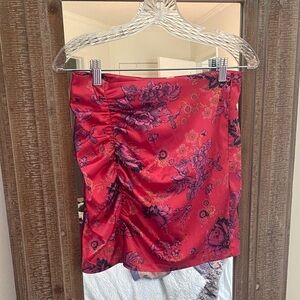 Free People Red Floral Mini Skirt
